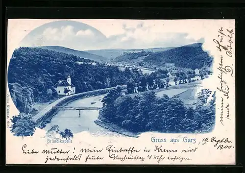 AK Gars, Bründlkapelle mit Brücke