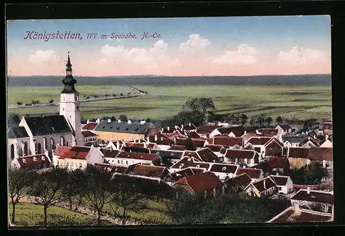 AK Königstetten, Teilansicht mit Kirche aus der Vogelschau