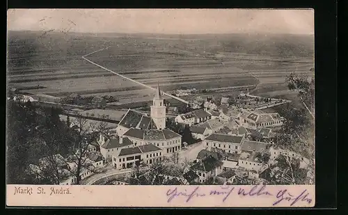 AK Markt St. Andrä, Ortsansicht mit Feldern