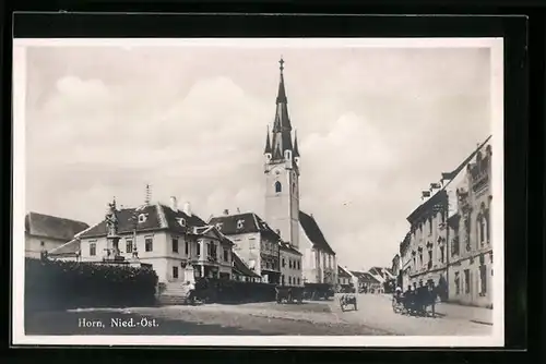 AK Horn, Strassenpartie mit Kirche