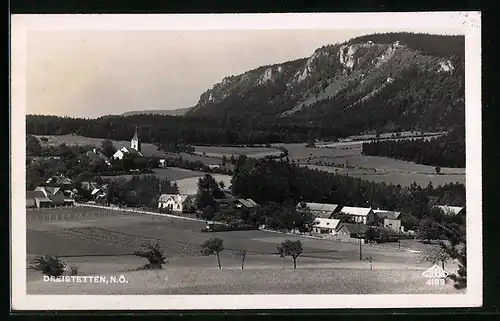 AK Dreistetten, Ortsansicht aus der Vogelschau
