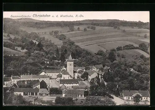 AK Christofen a. d. Westbahn, Ortsansicht mit Kirche