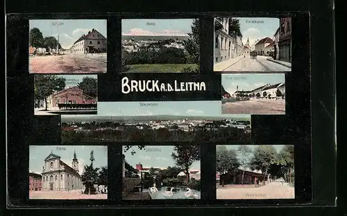 AK Bruck a. d. Leitha, Ortsansicht, Kirche, Schlossidylle