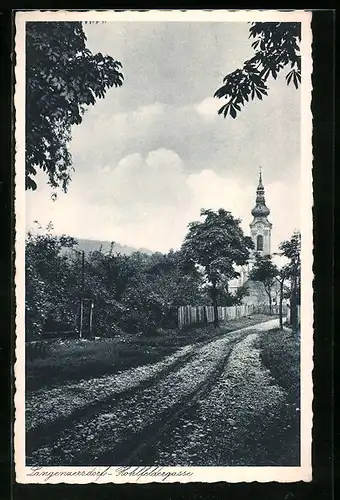 AK Langenzersdorf, Hohlfeldergasse mit Kirche