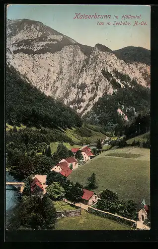 AK Kaiserbrunn /Höllental, Ortsansicht aus der Vogelschau