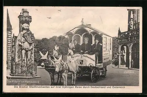 AK Die Bremer Stadtmusikanten auf ihrer 5-jährigen Reise durch Deutschland und Österreich