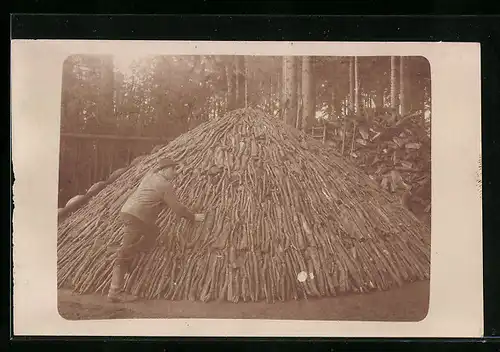AK Stapel aus aufgehäuften Holzscheiten, Forstwirtschaft