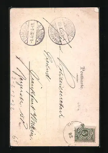 AK Die letzten württemberg. Briefmarken 1. April 1902, Postgeschichte