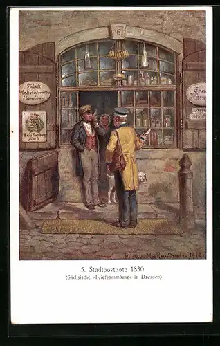 AK 5. Stadtpostbote 1830, Sächsische Briefsammlung in Dresden