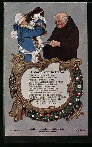 AK Historie vom Salvator, Brauerei-Werbung Salvatorbrauerei