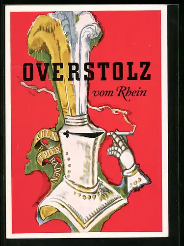 AK Geschlossenes Rittervisier mit Overstolz-Zigarette, Reklame