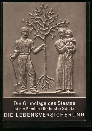 AK Stuttgart, Allgemeine Rentenanstalt Lebens- und Rentenversicherungs-AG, Relief aus Bronze Die Lebensversicherung