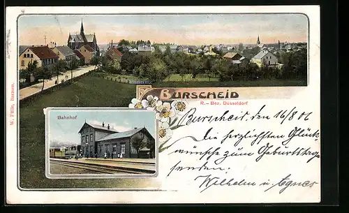 AK Burscheid-R. /Bez. Düsseldorf, Bahnhof, Teilansicht mit Strassenpartie