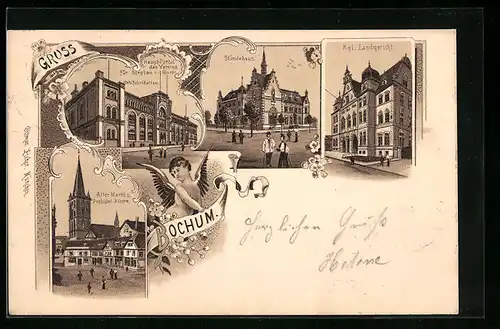 Lithographie Bochum, Verein für Bergbau und Gussstahlfabrikation, Landgericht, Ständehaus