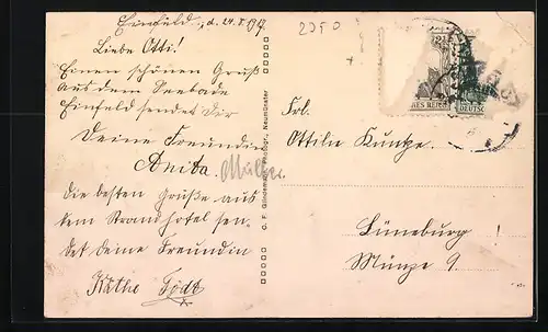 AK Einfeld, Strandhotel, Gebäudeansicht mit Personal