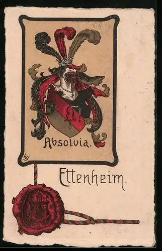 Künstler-AK Ettenheim, Absolvia, Studentenwappen, Siegel