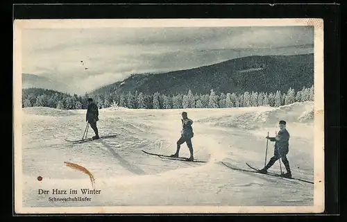 AK Der Harz im Winter, Skiläufer