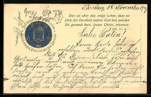 Präge-AK Das ist aber das ewige Leben..., Joh. 17. 3, Sinnspruch