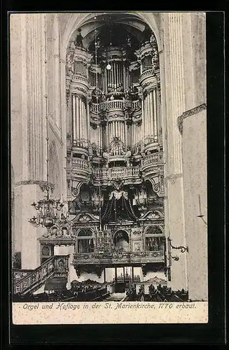 AK Rostock, Orgel und Hofloge in der St. Marienkirche