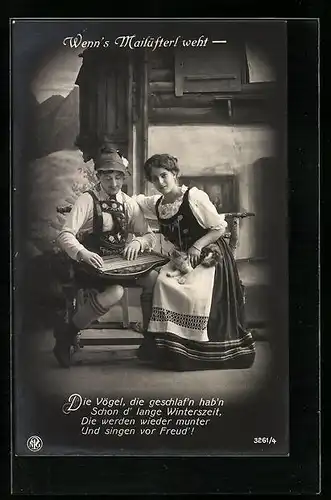 AK Mann in Tracht spielt Zither