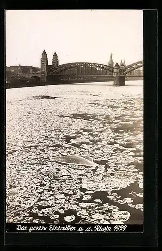 AK Das grosse Eistreiben auf dem Rhein 1929