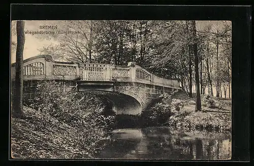 AK Bremen, Wiegendbrücke im Bürgerpark