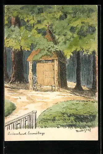 Künstler-AK Louisenlund, Eremitage unter Bäumen