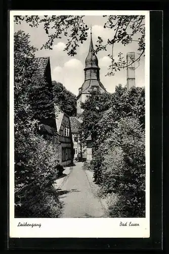 AK Bad Essen, Laubengang mit Kirchturm