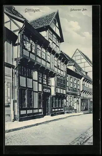 AK Göttingen, Kurze Strasse mit Gasthaus Schwarzer Bär