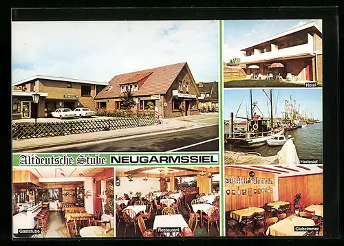 AK Neugarmssiel, Hotel-Gaststätte Altdeutsche Stube, Innenansichten Restaurant und Clubzimmer