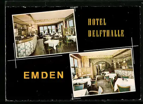 AK Emden, Hotel Delfthalle, Innenansichten