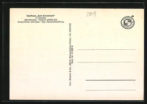 AK Ristedt, Gasthaus Zum Grunewald, Innenansichten