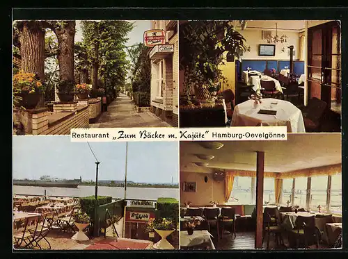 AK Hamburg, Cafe-Restaurant Zum Bäcker, Oevelgönne 38, Innenansichten