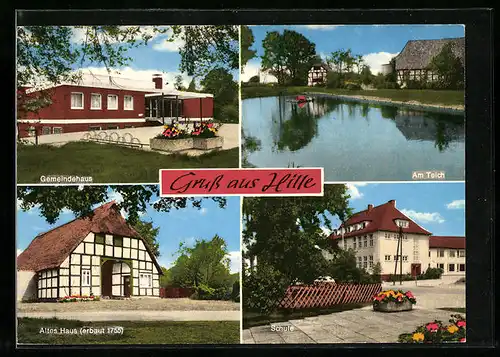 AK Hille, Gemeindehaus, Altes Haus, Am Teich