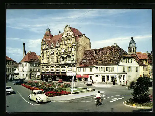 AK Landau i. d. Pfalz, Obertorplatz mit Geschäften