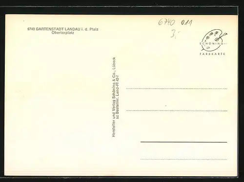 AK Landau i. d. Pfalz, Obertorplatz mit Geschäften