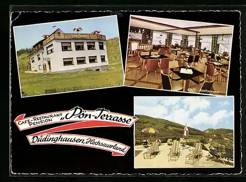 AK Düdinghausen /Hochsauerland, Cafe-Restaurant Pension Pön Terrasse
