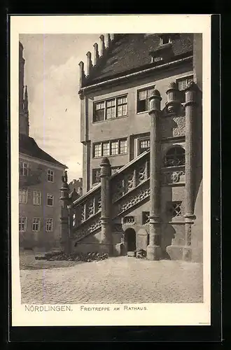 AK Nördlingen, Freitreppe am Rathaus