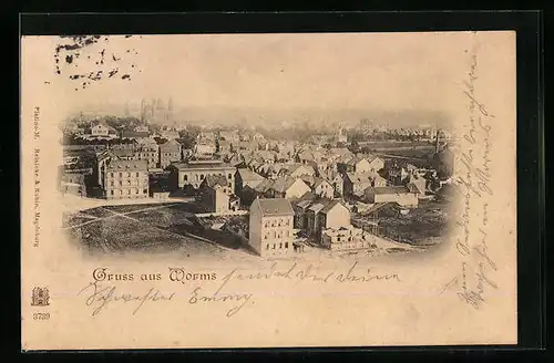 AK Worms, Ortsansicht aus der Vogelschau