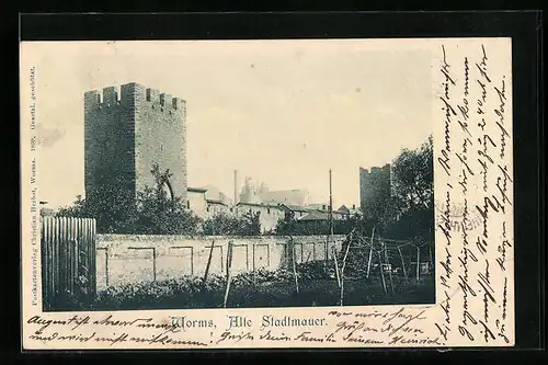 AK Worms, Partie an der alten Stadtmauer