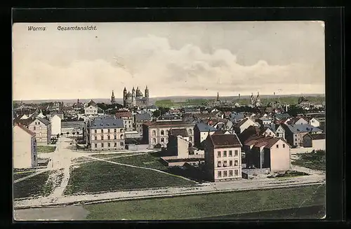 AK Worms, Gesamtansicht aus der Vogelschau