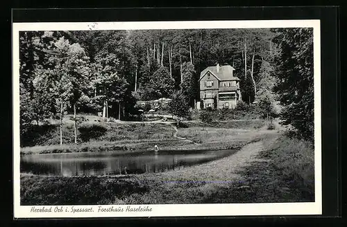 AK Bad Orb im Spessart, Forsthaus Haselruhe am Teich