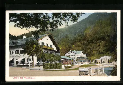 AK Urfeld a. Walchensee, Wiesmayers Hotel Post u. Jäger am See