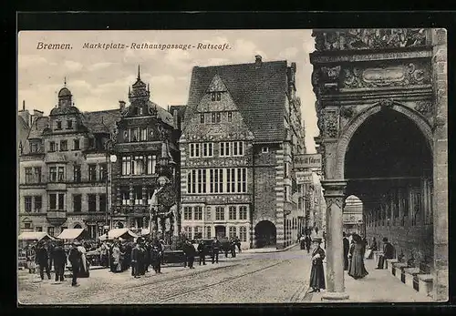 AK Bremen, Marktplatz-Rathauspassage-Ratscafé