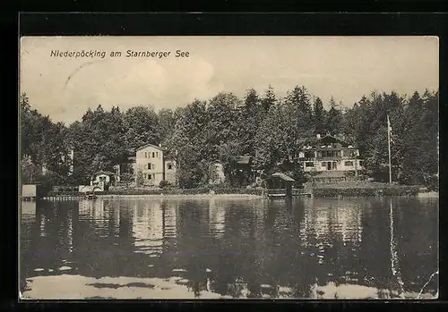 AK Niederpöcking, Ortsansicht mit Starnberger See