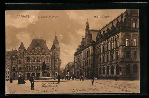 AK Bremen, Gerichtsgebäude und Hauptpostamt