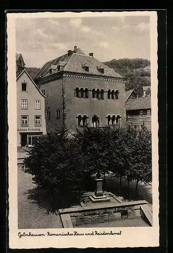 AK Gelnhausen, Romanisches Haus und Reisdenkmal