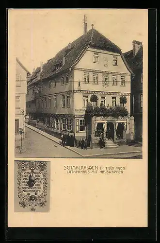 AK Schmalkalden /Th., Lutherhaus mit Hauswappen