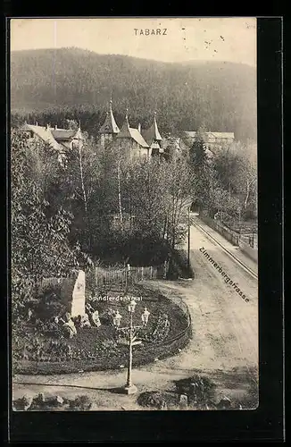 AK Tabarz, Zimmerbergstrasse mit Spindlerdenkmal