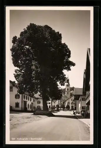 AK Kohlgrub, Strassenpartie mit Dorflinde